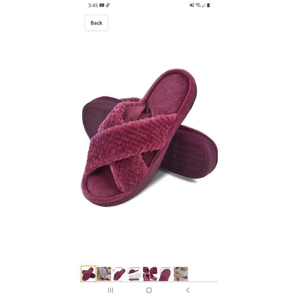 New Size 5/6 Dena Lives Memory Foam Open Toe Cross Band Arch Support Slippers